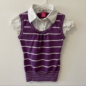 POINT ZERO PURPLE SWEATER VEST WITH COLLAR
